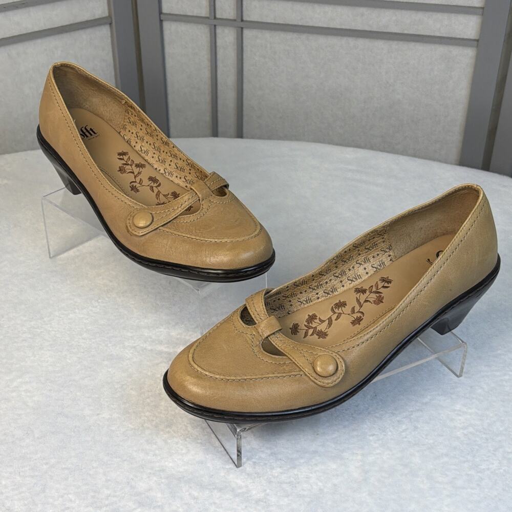 Sofft Mary Jane Style Tan Leather Low Heel Comfort Shoes- Size 9.5M